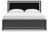 Zuraleus Black King Upholstered Panel Bed from Ashley Furniture - Luna Furniture