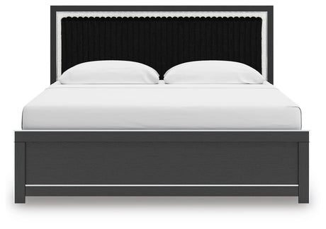 Zuraleus Black King Upholstered Panel Bed from Ashley Furniture - Luna Furniture