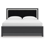 Zuraleus Black King Upholstered Panel Bed from Ashley - Luna Furniture
