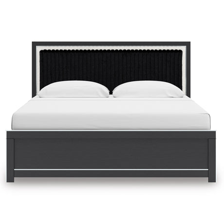 Zuraleus Black King Upholstered Panel Bed from Ashley - Luna Furniture