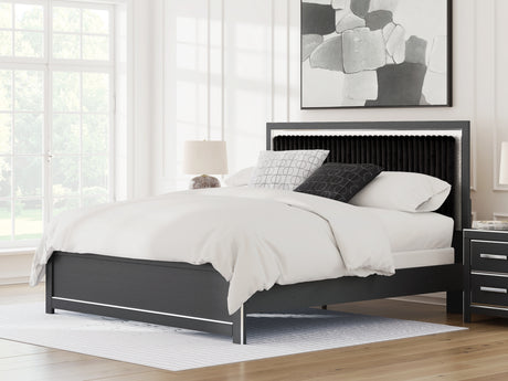 Zuraleus Black King Upholstered Panel Bed from Ashley Furniture - Luna Furniture