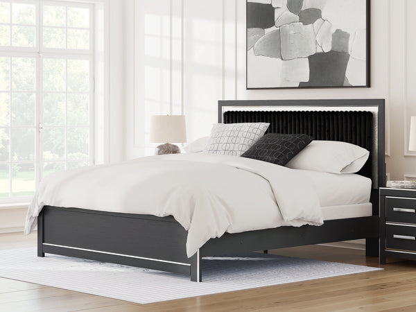 Zuraleus Black King Upholstered Panel Bed