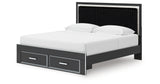 Zuraleus Black King Upholstered Panel Storage Bed from Ashley Furniture - Luna Furniture