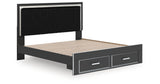 Zuraleus Black King Upholstered Panel Storage Bed from Ashley Furniture - Luna Furniture