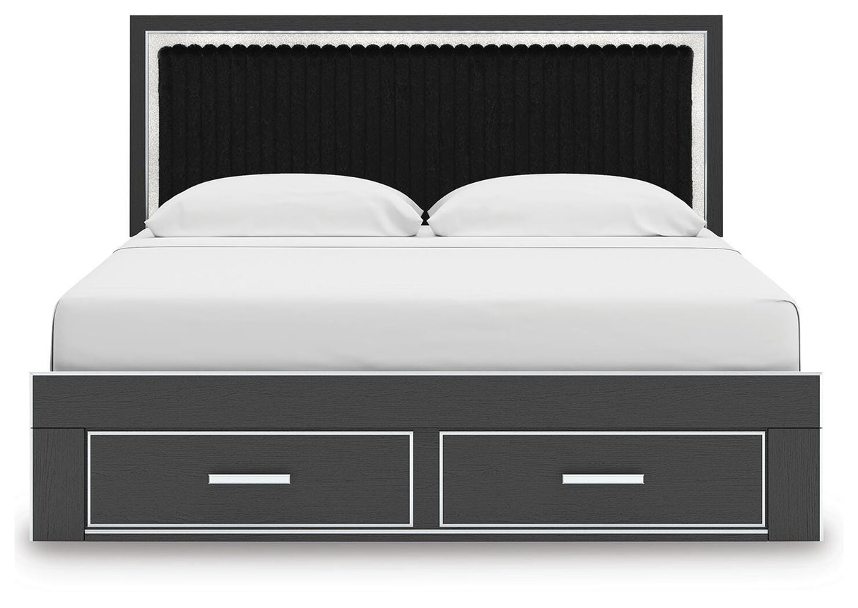 Zuraleus Black King Storage Bed, Dresser, Mirror, Chest and Nightstand from Ashley - Luna Furniture