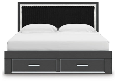 Zuraleus Black King Storage Bed, Dresser, Mirror, Chest and Nightstand from Ashley - Luna Furniture