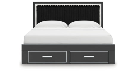 Zuraleus Black King Storage Bed, Dresser, Mirror, Chest and Nightstand from Ashley - Luna Furniture