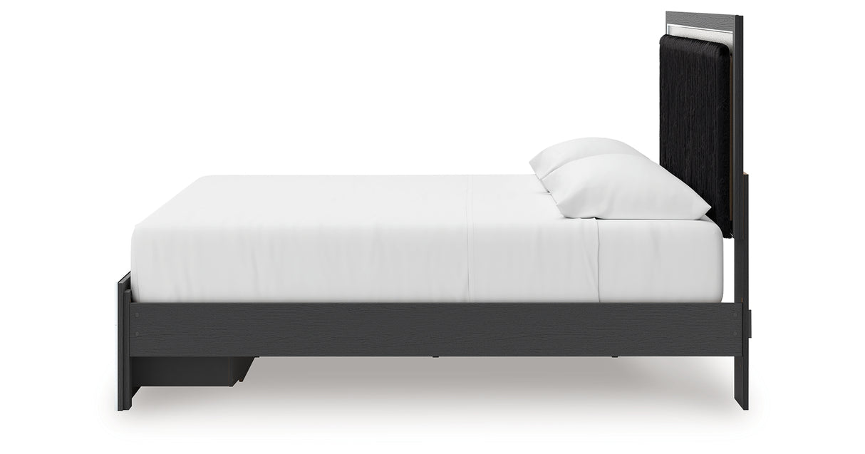 Zuraleus Black King Upholstered Panel Storage Bed from Ashley Furniture - Luna Furniture