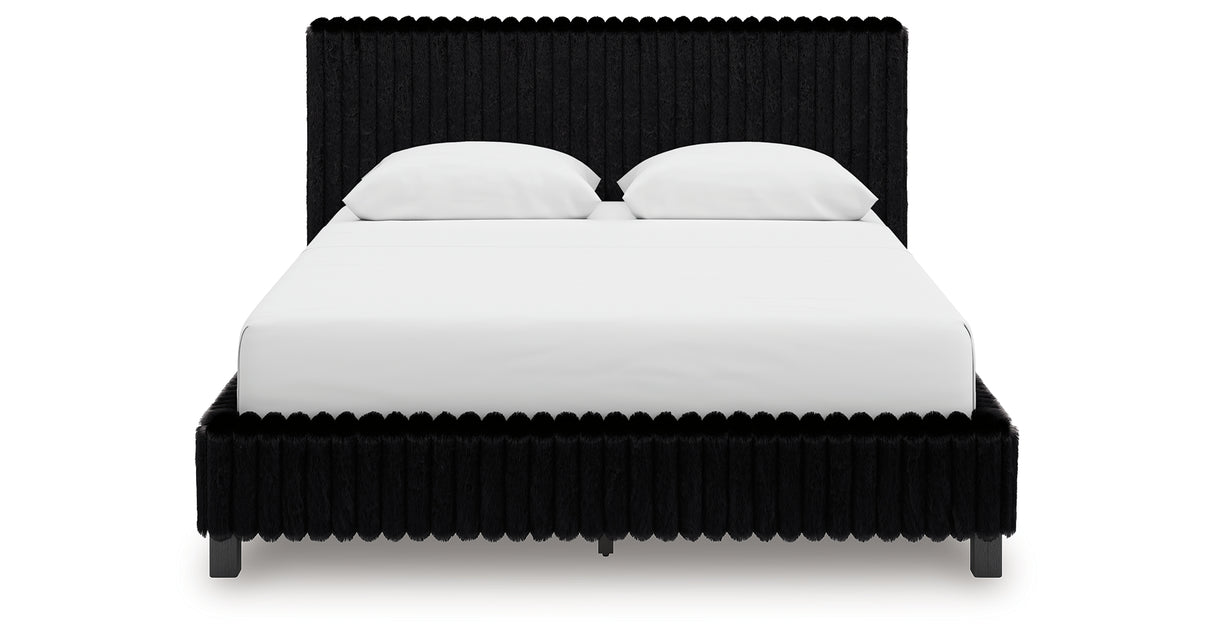 Zuraleus Black Queen Upholstered Bed from Ashley Furniture - Luna Furniture