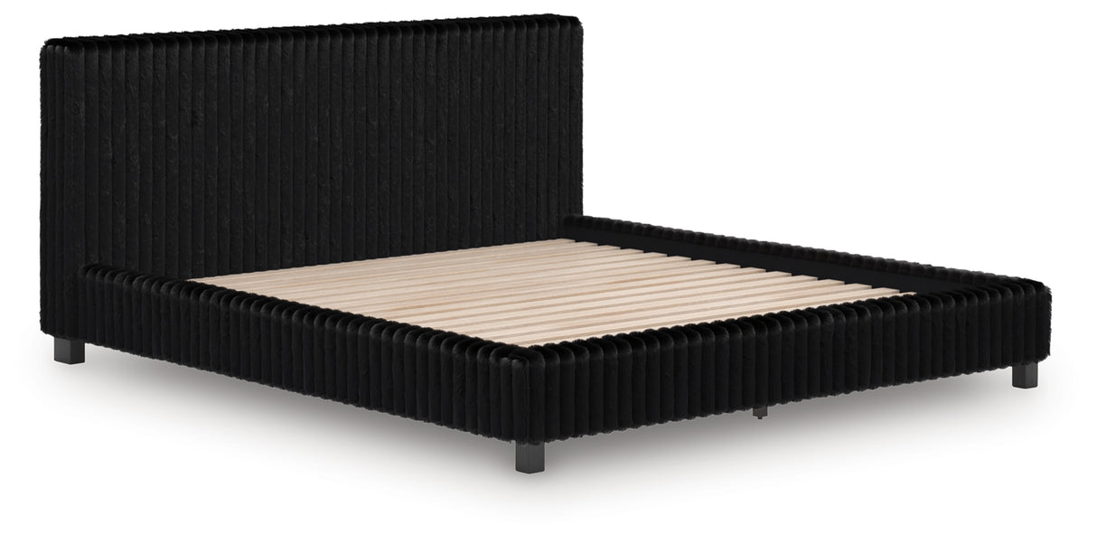 Zuraleus Black California King Upholstered Bed from Ashley Furniture - Luna Furniture