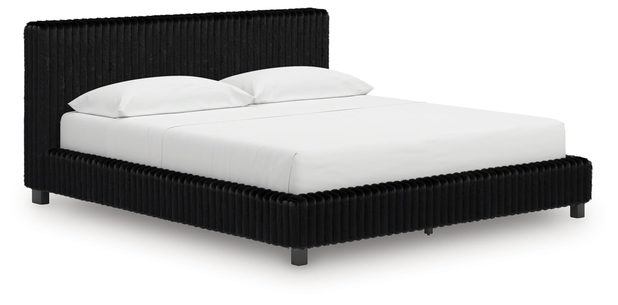 Zuraleus Black California King Upholstered Bed from Ashley Furniture - Luna Furniture