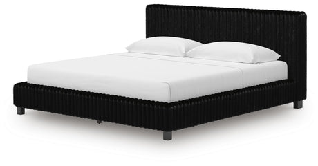 Zuraleus Black King Upholstered Bed, 2 Chests and 2 Nightstands from Ashley - Luna Furniture
