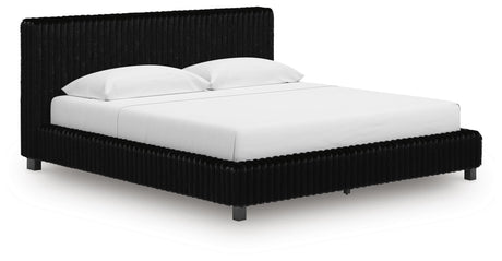 Zuraleus Black King Upholstered Bed, 2 Chests and 2 Nightstands from Ashley - Luna Furniture