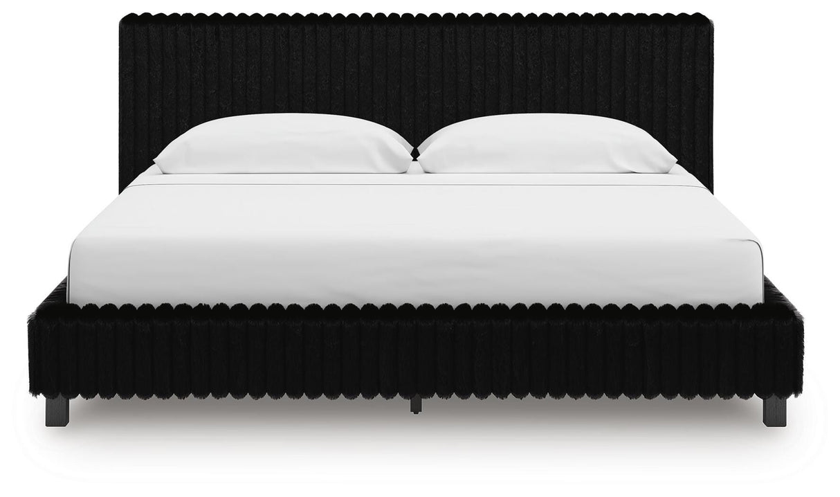 Zuraleus Black King Upholstered Bed, 2 Chests and 2 Nightstands from Ashley - Luna Furniture