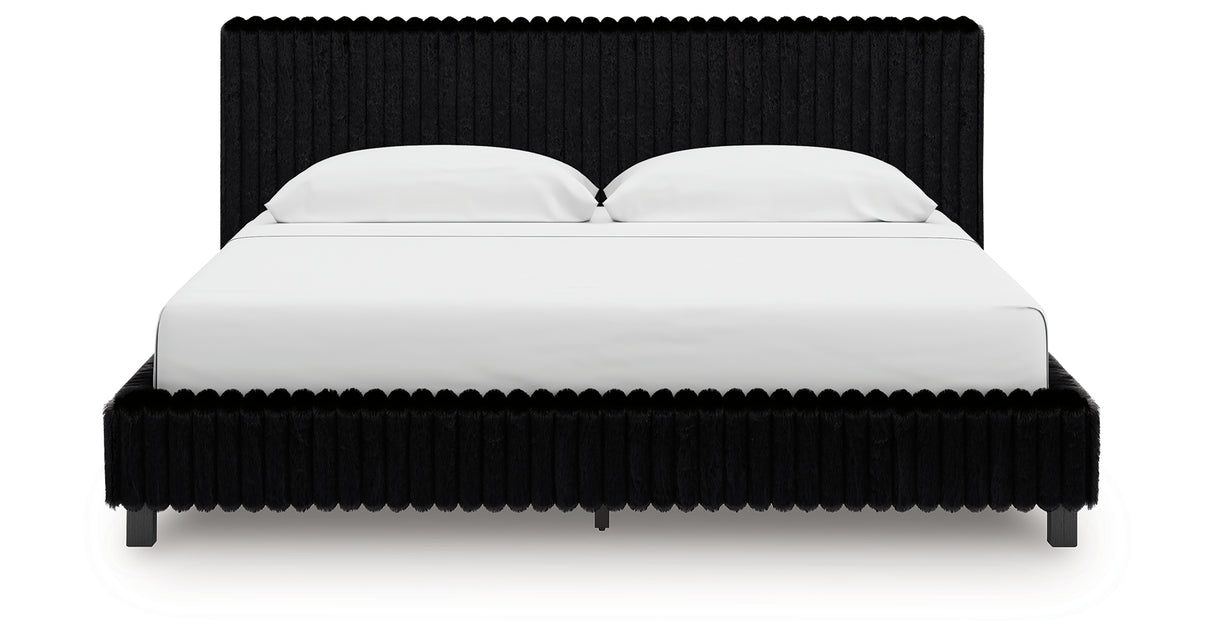 Zuraleus Black King Upholstered Bed from Ashley Furniture - Luna Furniture