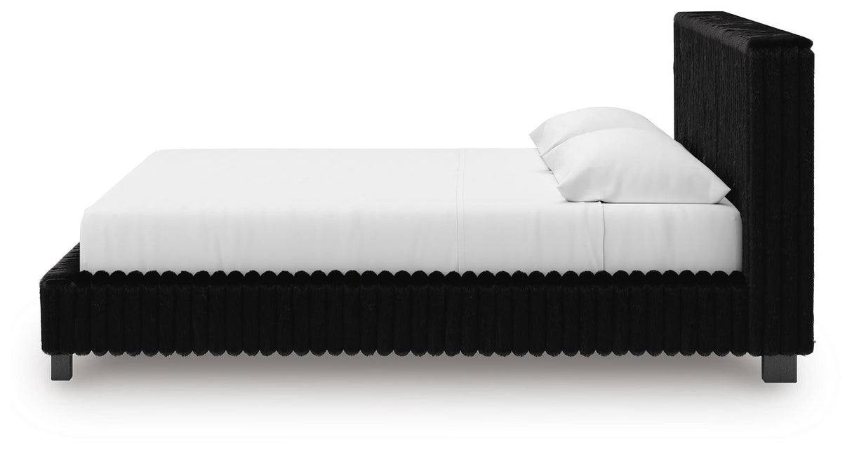 Zuraleus Black King Upholstered Bed, 2 Chests and 2 Nightstands from Ashley - Luna Furniture