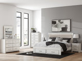 Zuraleus White Upholstered Storage Panel Bedroom Set with 2 Footboard Drawers from Ashley Furniture - Luna Furniture