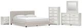 Zuraleus White King Upholstered Bed with Mirrored Dresser, Chest and Nightstand from Ashley Furniture - Luna Furniture