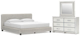 Zuraleus White King Upholstered Bed with Mirrored Dresser from Ashley Furniture - Luna Furniture