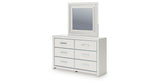 Zuraleus White Queen Upholstered Panel Bed with Mirrored Dresser and Nightstand from Ashley - Luna Furniture