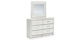 Zuraleus White Queen Upholstered Panel Bed with Mirrored Dresser and Nightstand from Ashley - Luna Furniture