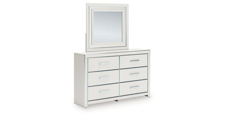 Zuraleus White King Upholstered Panel Bed with Mirrored Dresser from Ashley - Luna Furniture