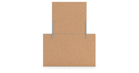 Zuraleus White King Upholstered Panel Storage Bed with Mirrored Dresser from Ashley - Luna Furniture