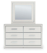 Zuraleus White Queen Upholstered Panel Bed with Mirrored Dresser and Nightstand from Ashley - Luna Furniture
