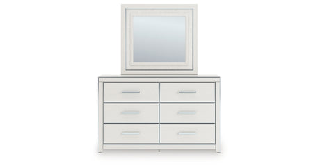 Zuraleus White Queen Upholstered Panel Storage Bed with Mirrored Dresser and Chest from Ashley - Luna Furniture