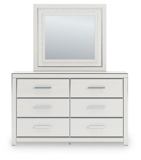 Zuraleus White King Upholstered Panel Bed with Mirrored Dresser, Chest and Nightstand from Ashley - Luna Furniture