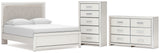 Zuraleus White Queen Upholstered Panel Bed with Dresser and Chest from Ashley - Luna Furniture