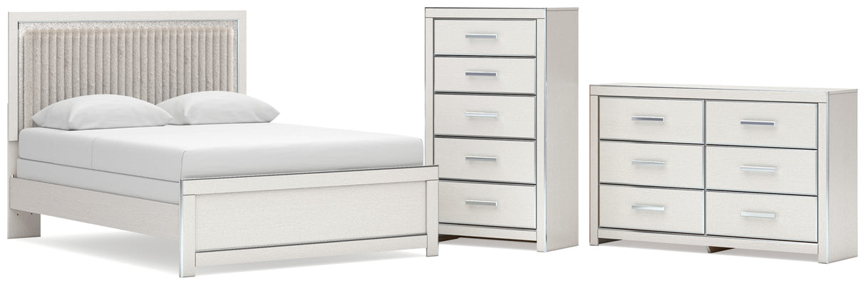 Zuraleus White Queen Upholstered Panel Bed with Dresser and Chest from Ashley - Luna Furniture