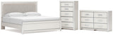 Zuraleus White King Upholstered Panel Bed with Dresser and Chest from Ashley - Luna Furniture