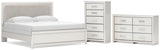 Zuraleus White King Upholstered Panel Bed with Dresser and Chest from Ashley Furniture - Luna Furniture