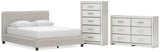 Zuraleus White Queen Upholstered Bed with Dresser and Chest from Ashley Furniture - Luna Furniture