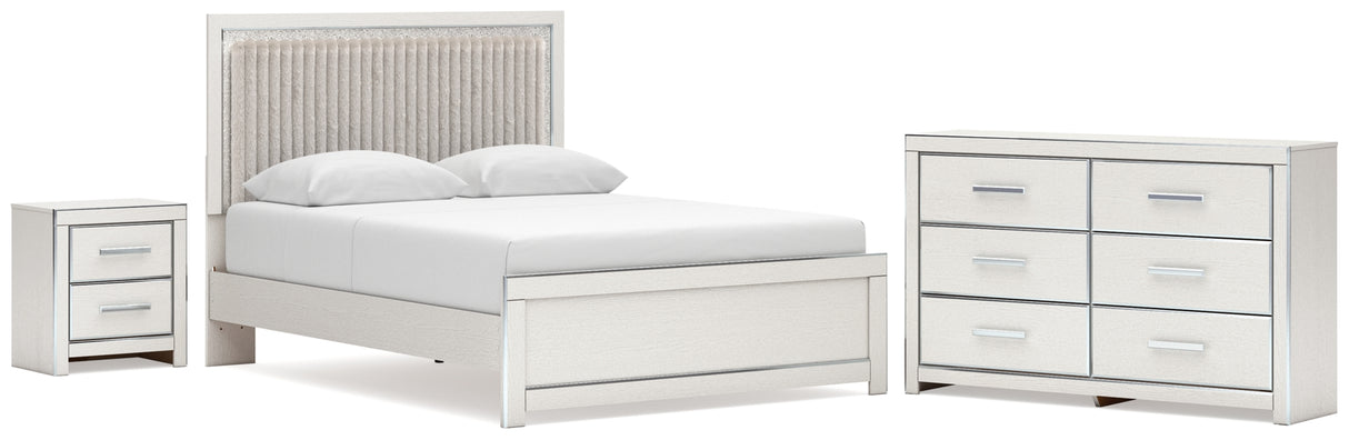 Zuraleus White Queen Upholstered Panel Bed with Dresser and Nightstand from Ashley - Luna Furniture