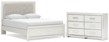 Zuraleus White Queen Upholstered Panel Bed with Dresser from Ashley - Luna Furniture