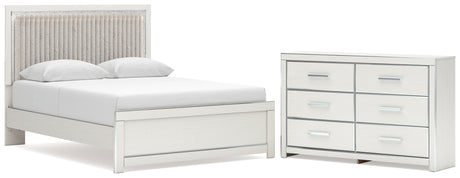 Zuraleus White Queen Upholstered Panel Bed with Dresser from Ashley - Luna Furniture