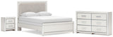 Zuraleus White Queen Upholstered Panel Bed with Dresser and Nightstand from Ashley - Luna Furniture