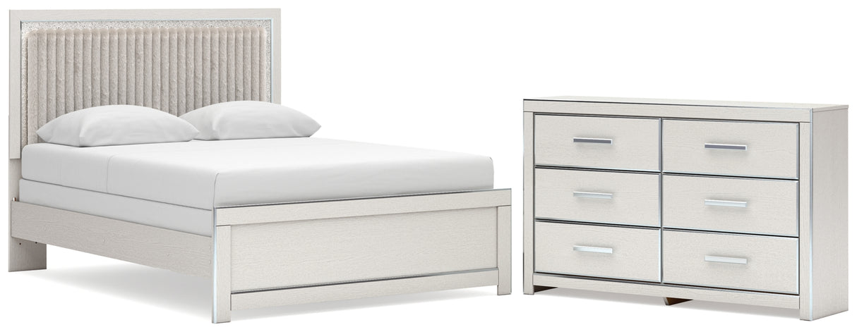 Zuraleus White Queen Upholstered Panel Bed with Dresser from Ashley Furniture - Luna Furniture