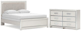 Zuraleus White Queen Upholstered Panel Bed with Dresser from Ashley Furniture - Luna Furniture