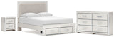 Zuraleus White Queen Upholstered Panel Storage Bed with Dresser and Nightstand from Ashley - Luna Furniture
