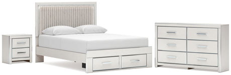 Zuraleus White Queen Upholstered Panel Storage Bed with Dresser and Nightstand from Ashley - Luna Furniture