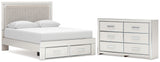 Zuraleus White Queen Upholstered Panel Storage Bed with Dresser from Ashley - Luna Furniture