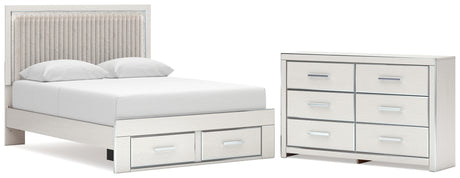Zuraleus White Queen Upholstered Panel Storage Bed with Dresser from Ashley - Luna Furniture