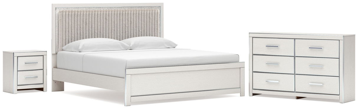 Zuraleus White King Upholstered Panel Bed with Dresser and Nightstand from Ashley - Luna Furniture