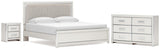 Zuraleus White King Upholstered Panel Bed with Dresser and Nightstand from Ashley - Luna Furniture