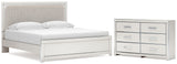 Zuraleus White King Upholstered Panel Bed with Dresser from Ashley Furniture - Luna Furniture