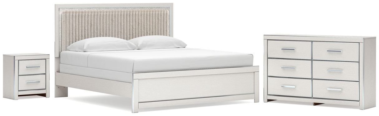 Zuraleus White King Upholstered Panel Bed with Dresser and Nightstand from Ashley Furniture - Luna Furniture