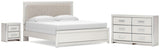 Zuraleus White King Upholstered Panel Bed with Dresser and Nightstand from Ashley Furniture - Luna Furniture